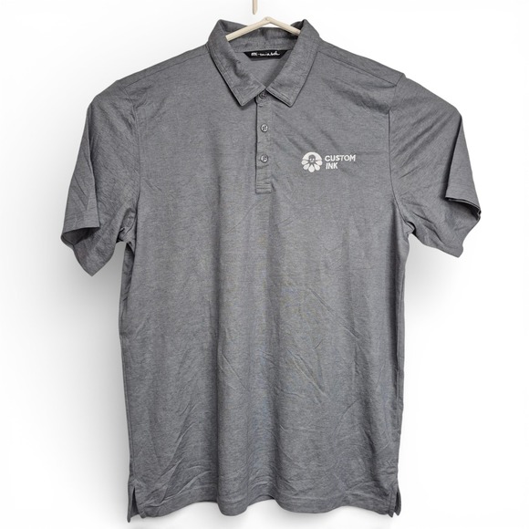Travis Mathew Mens XL Grey Pima Cotton Blend Custom Ink Logo Polo Shirt - Picture 2 of 7